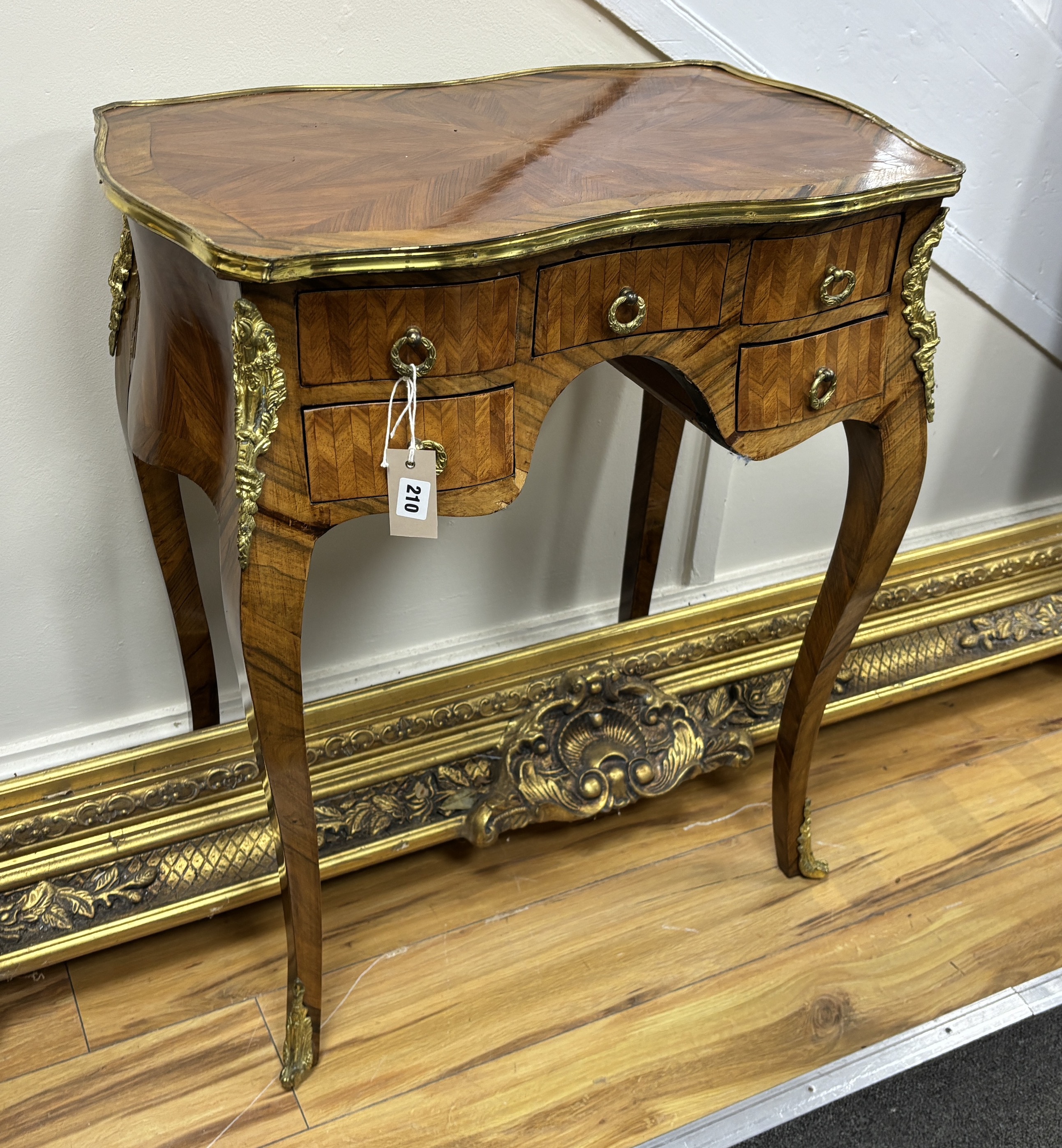 A French gilt metal mounted kingwood side table, width 67cm, depth 42cm, height 78cm